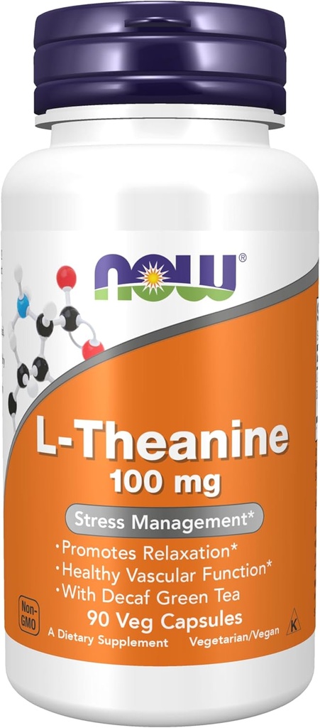 Şimdi Gıdalar Tamamlıyor, L-Theanine 100 mg with Decaf Green Tea, Stres Yönetimi*, 90 Veg Capsules