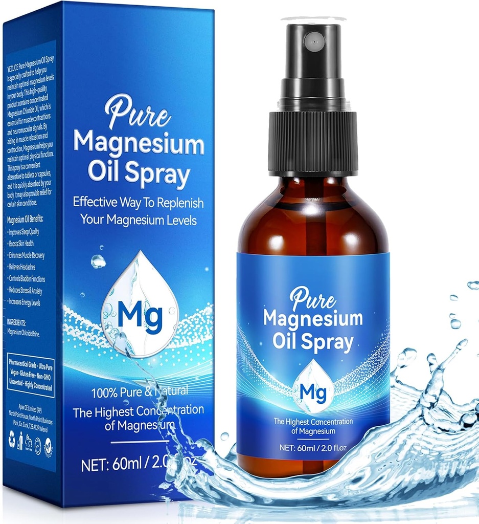 Generic Magnesium Oil, 100% Pure & Natural Magnesium Oil Spray Organic for Feet, Muscle, Hair & Skin, Easy to Absortion, Topical Magnesium Spray 2 fl oz