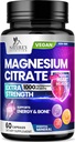 Magnezyum Citrate Supplement Pills 1000 mg - 3X Güçlü Magnezyum Kemik, Kas, Kalp, Doğa Erkekler ve Kadınlar için Uyku Desteği, Vegan Mag Mineral, ABD'de Şişelenmiş 60 Capsules