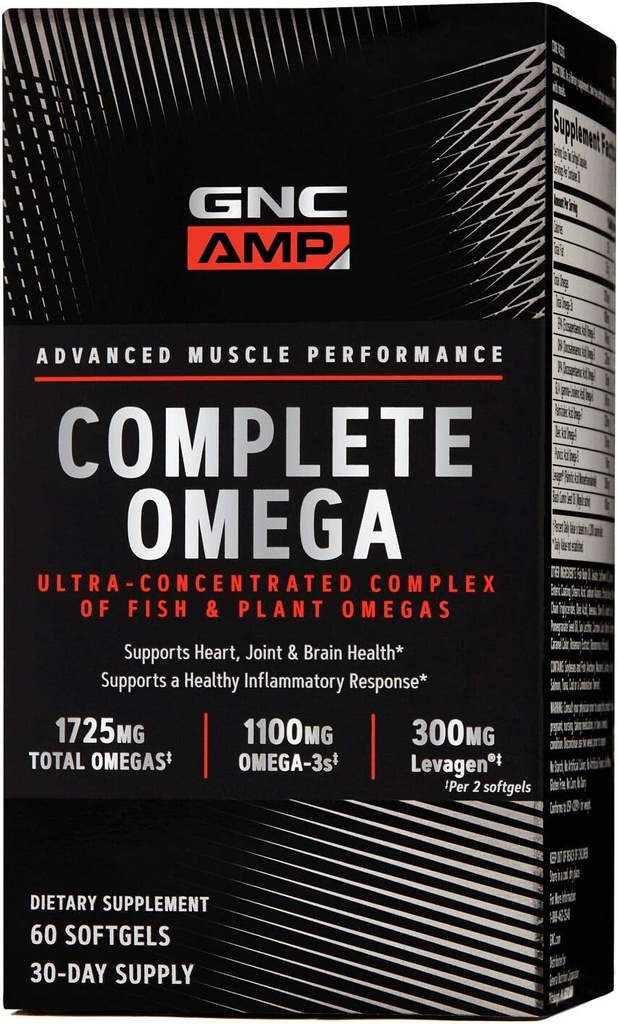 GNC AMP, Omega, Supports Heart, Joint, Brain Health, 60 Count