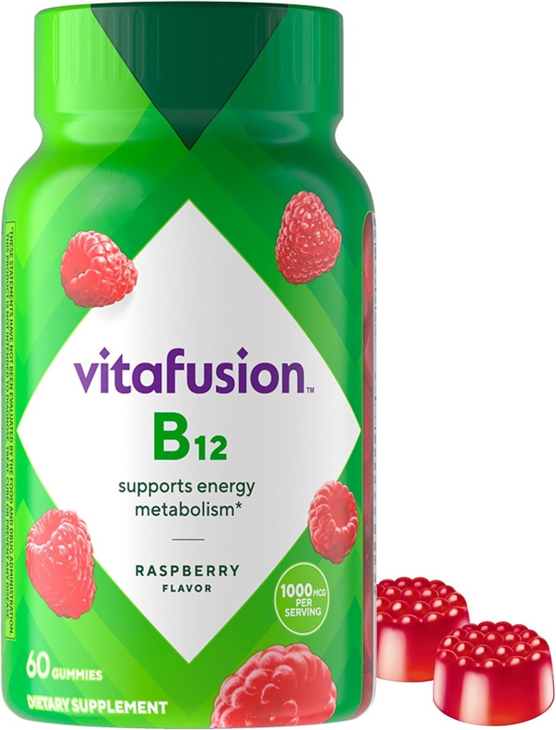 Vitafüzyon B12 G Vitaminleri, Delicious Raspberry Flavor, 60ct (30 Day Supply)