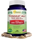 ASquared Beslenme Tongkat Ali 1500 mg - 120 Capsules - Longjack (Eurycoma Longifolia) Ekstraksiyon Tamam & Uzun Jack Root Toz Pills - Tongkat Ali for Men & Women