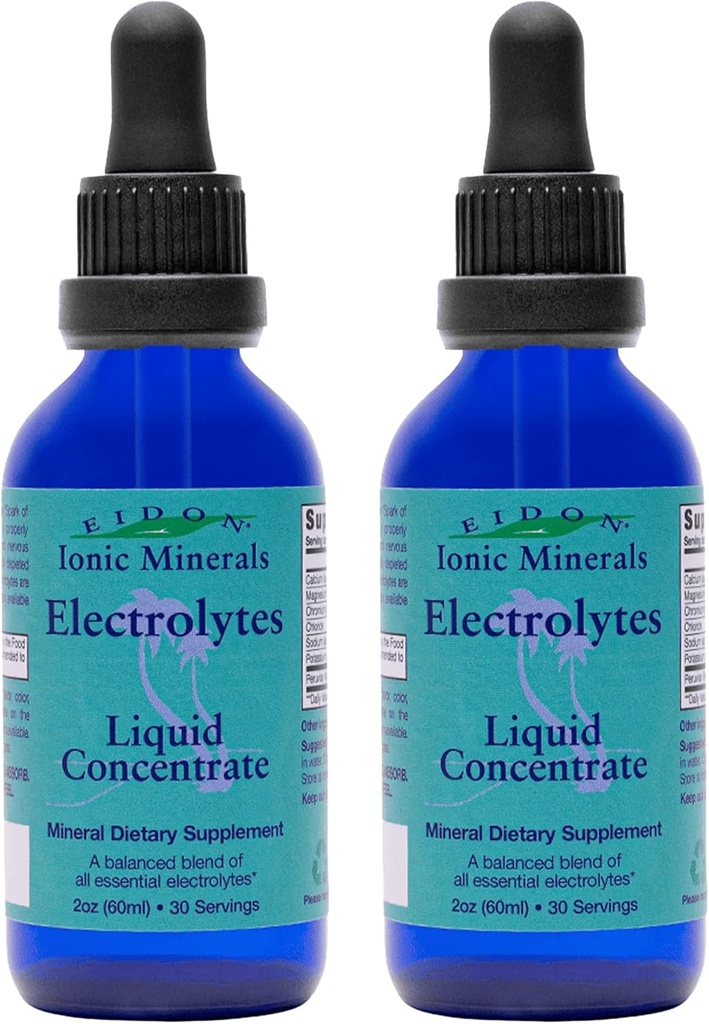 Eidon Electrolytes - Sıvı Elektrolyte Drops, Ionic Mineral Supplement to Add to Water, Replenish & Balance The Electrolyte Equilibrium, Hydration Support, Unsweetened Sugar Free - 2 oz, 2 Pack