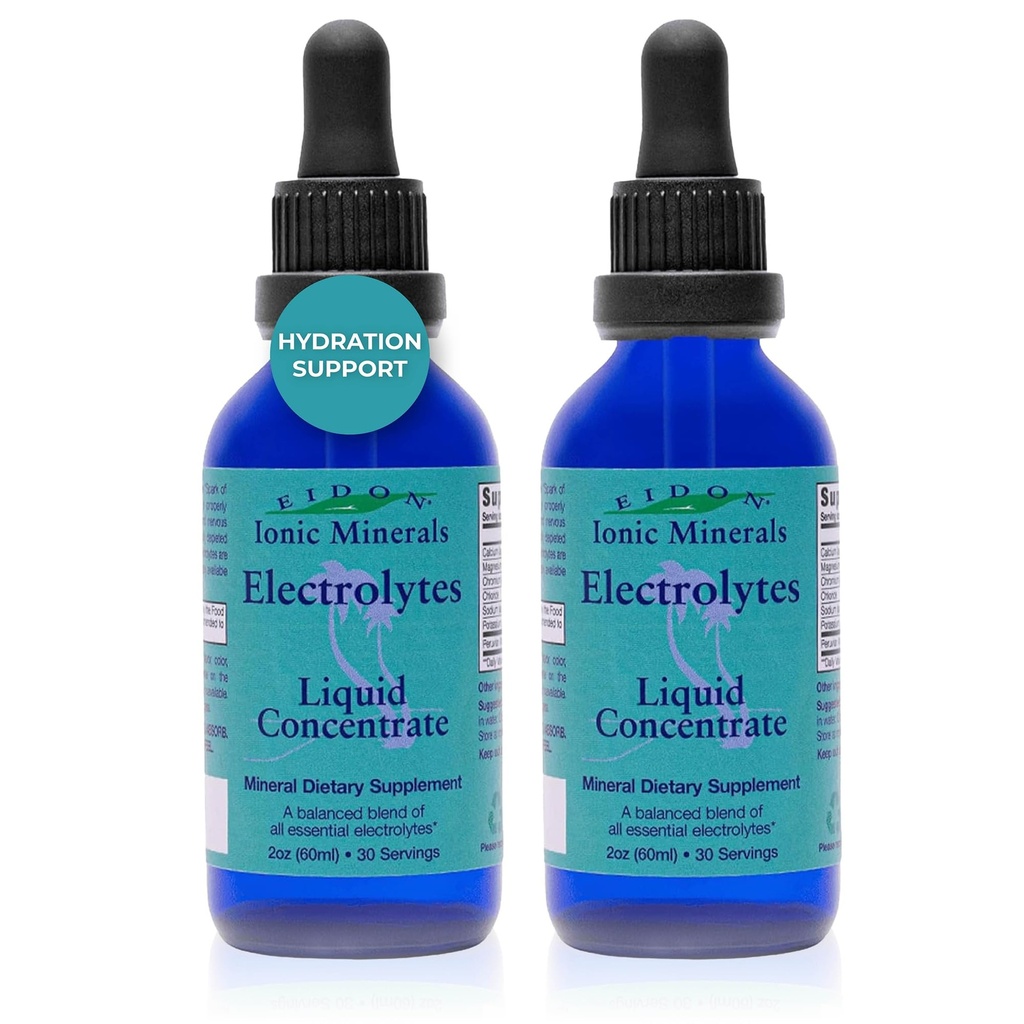 Eidon Electrolytes - Sıvı Elektrolyte Drops, Ionic Mineral Supplement to Add to Water, Replenish & Balance The Electrolyte Equilibrium, Hydration Support, Unsweetened Sugar Free - 2 oz, 2 Pack