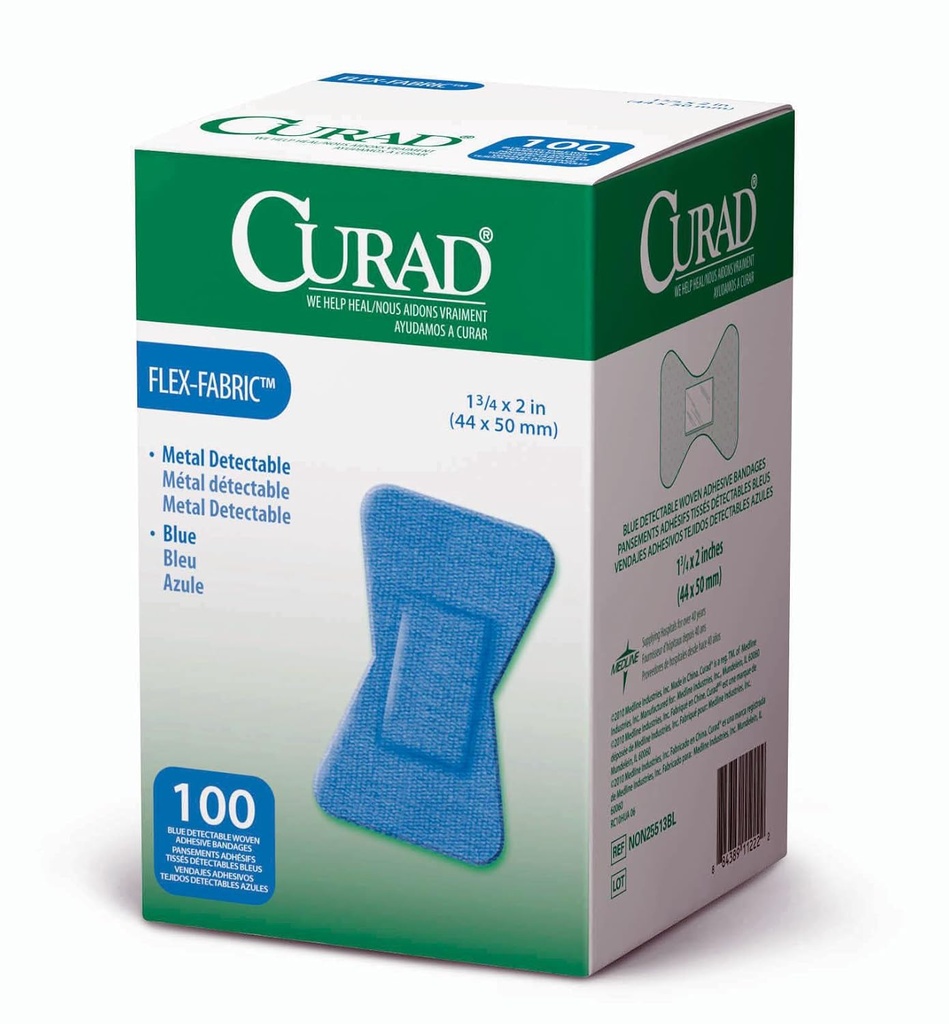 Curad Fingertip Yapıştırıcı Bandajlar, Gıda Hizmeti Mavi Tespit edilebilir Bandage, 100 Kont,Fingertip 1.75" x 2" (Pazarlama değişebilir)