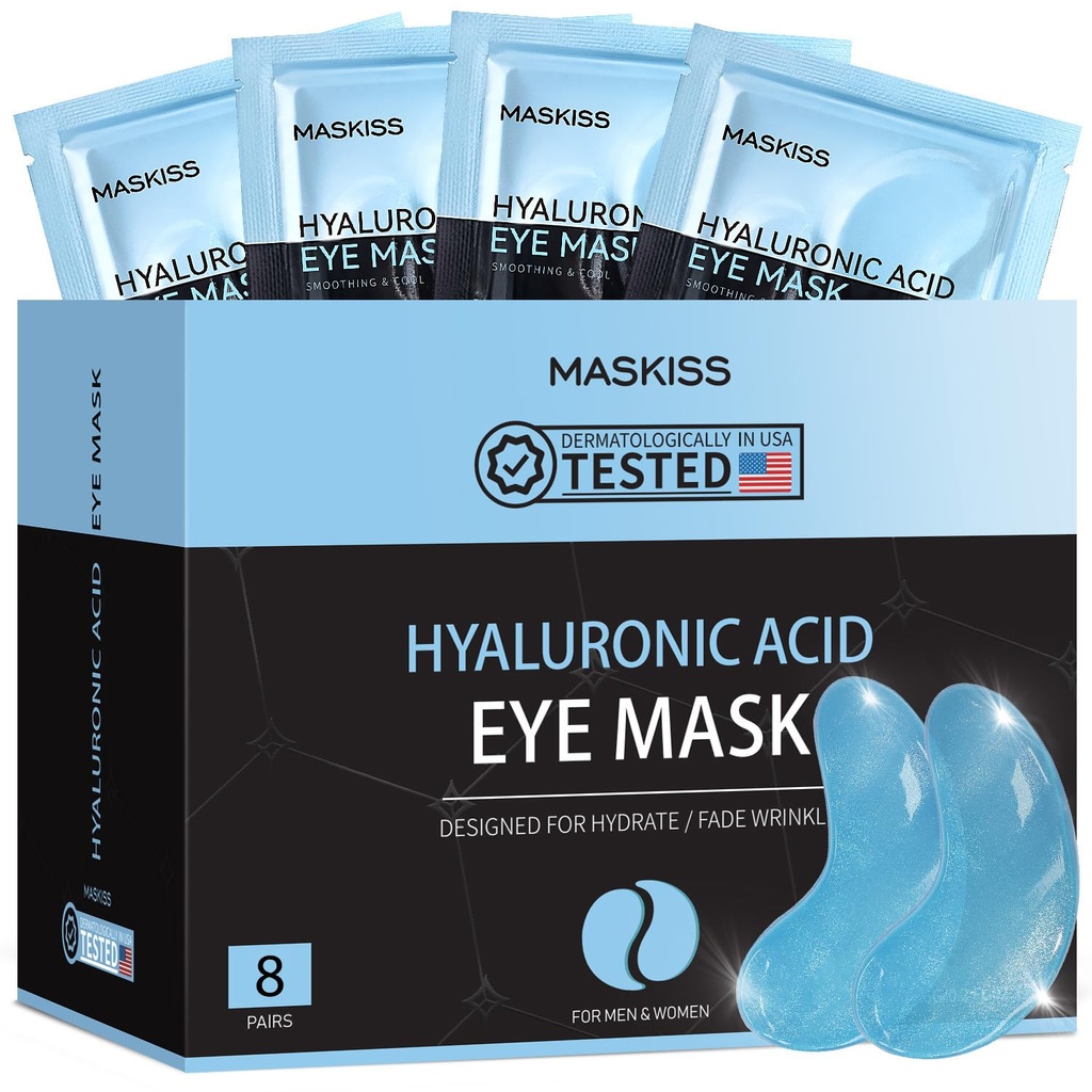 Under Eye Patches (8 Pairs), Hyaluronic Acid Eye Masks for Dark Circles Puffy Eyes Undereye Bag, Collagen Eye Patches for Wrinkles and Hydrate, Skin Care Gift for Her Her Her Her