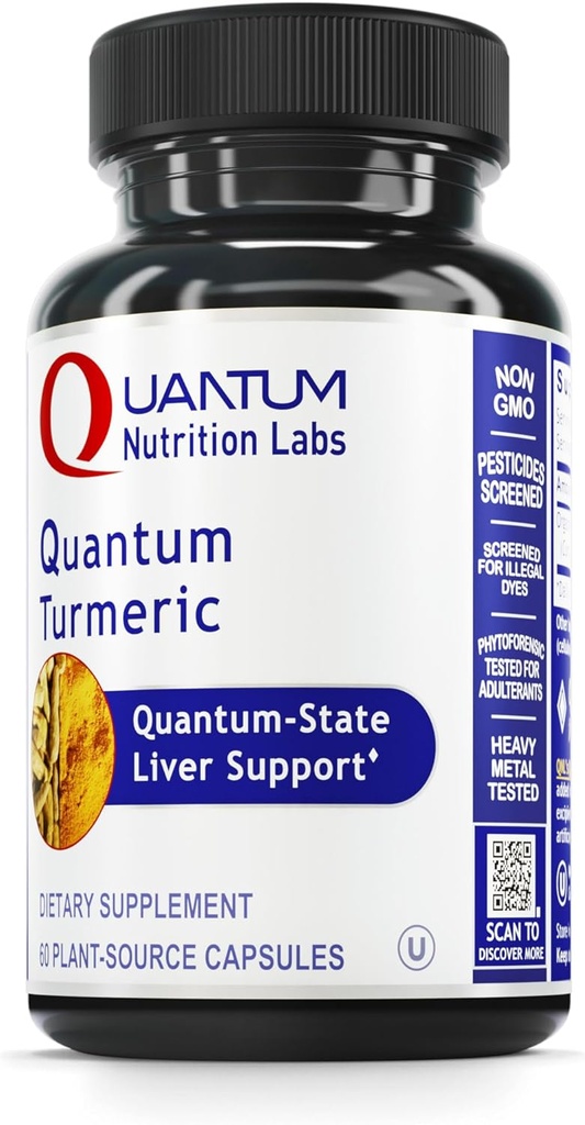 Quantum Nutrition Labs Turmeric - Turmeric Capsules, Turmeric Curcumin Supplement, Liver Support, 500 mg of Curcuma Per Capsule - 60 Vegetarian Capsules