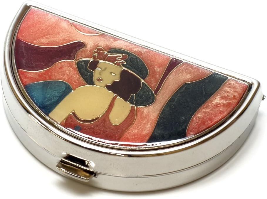 9352 Semi-Circular Küçük Pill Box Organizer Pewter Silver Pink Women Travel Pill Case Purse Pocket Konteyner Günlük Portatif Tıp Vitamini İlaçları Tamam Mini Depolama