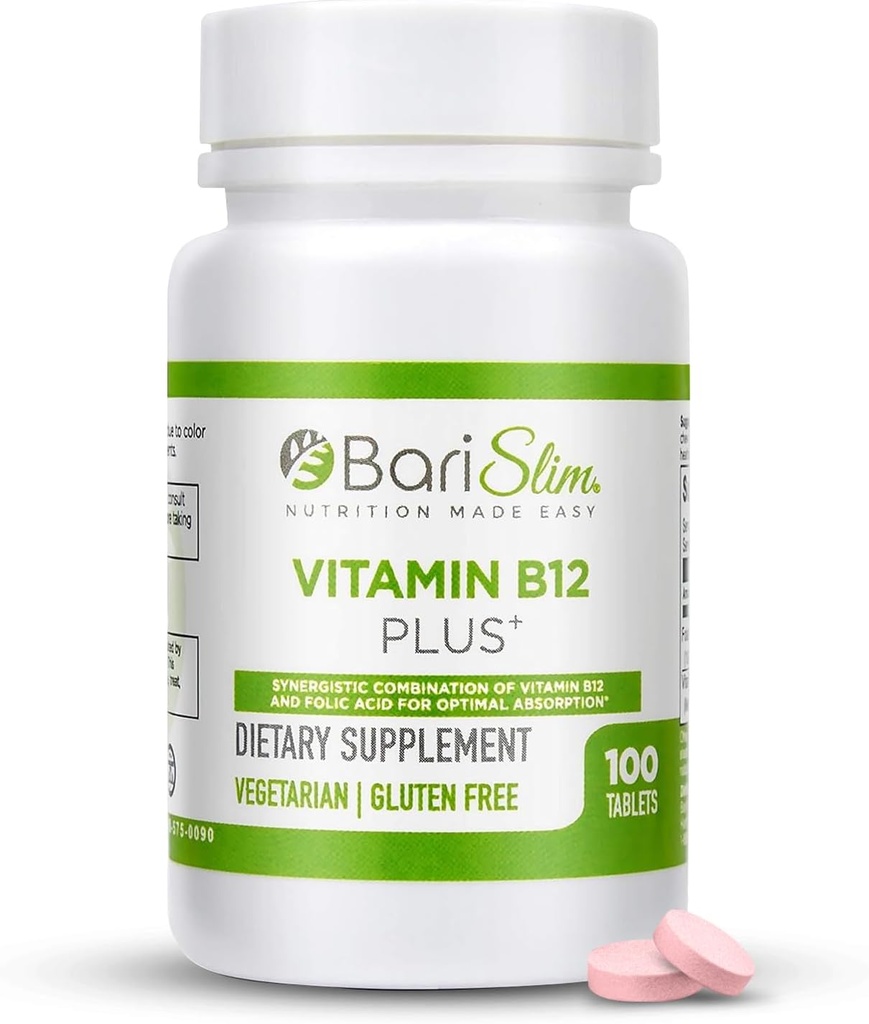 Barislim Vitamin B12 Plus Tablets - Βαριατρική για τη χειρουργική επέμβαση απώλειας βάρους μετά, συμπεριλαμβανομένων γαστρική παράκαμψη & γαστρικό μανίκι - Υποστηρίζει τα επίπεδα ενέργειας & τη συνολική υγεία