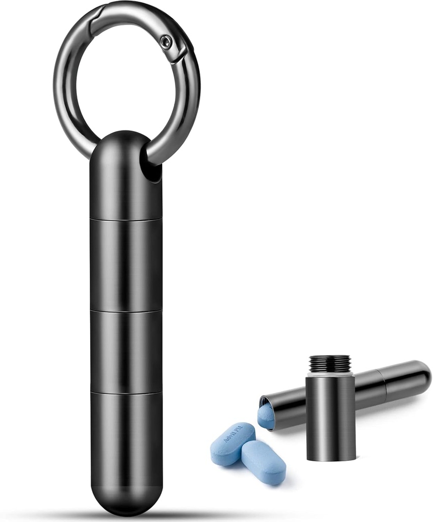 TISUR Webcam Pillrec, Titanyum Pill Case Small Pill Organize Sular Pill Box, EDC Portable Pill Konteyner Metal Tube for Travelse Açık