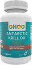 OHOO Antarktika Krill Oil 500 mg Omega-3 EPA & DHA Supplement, Phopholipids, Antioksi Astaxanthin, No Fishy Aftertaste, 30 Softgels