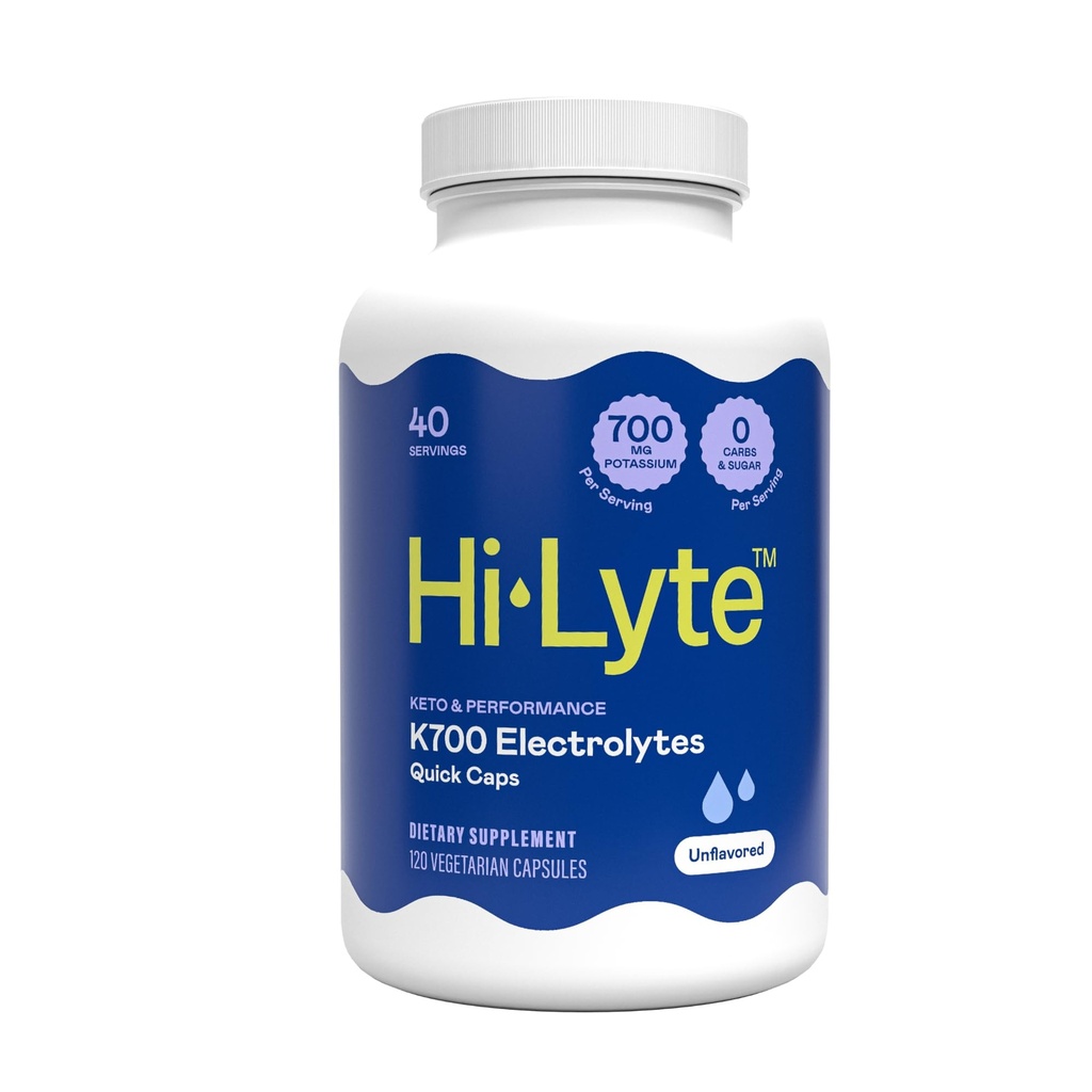Hi-Lyte K700 Electrolytes Quick Caps – High Potassium Keto Supplement for Rapid Hydration & Muscle Recovery – Beat Keto Flu & Leg Cramps – Zero Sugar, Zero Carbs – 40 Servings