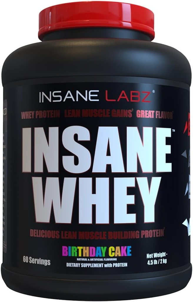 Insane Whey,% 100 Kas Building Whey proteini, Post Workout, BCAA Amino Profil, Mass Winer, Mealchange, 5lbs, 60 Srvgs, (Onethday Cake)