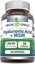 Amazing Formulas Hyaluronic Acid & MSM Supplement | 1000 Mg Per | Capsules | Non-GMO | Gluten Free | Made in USA (1 Pack, 60) Count
