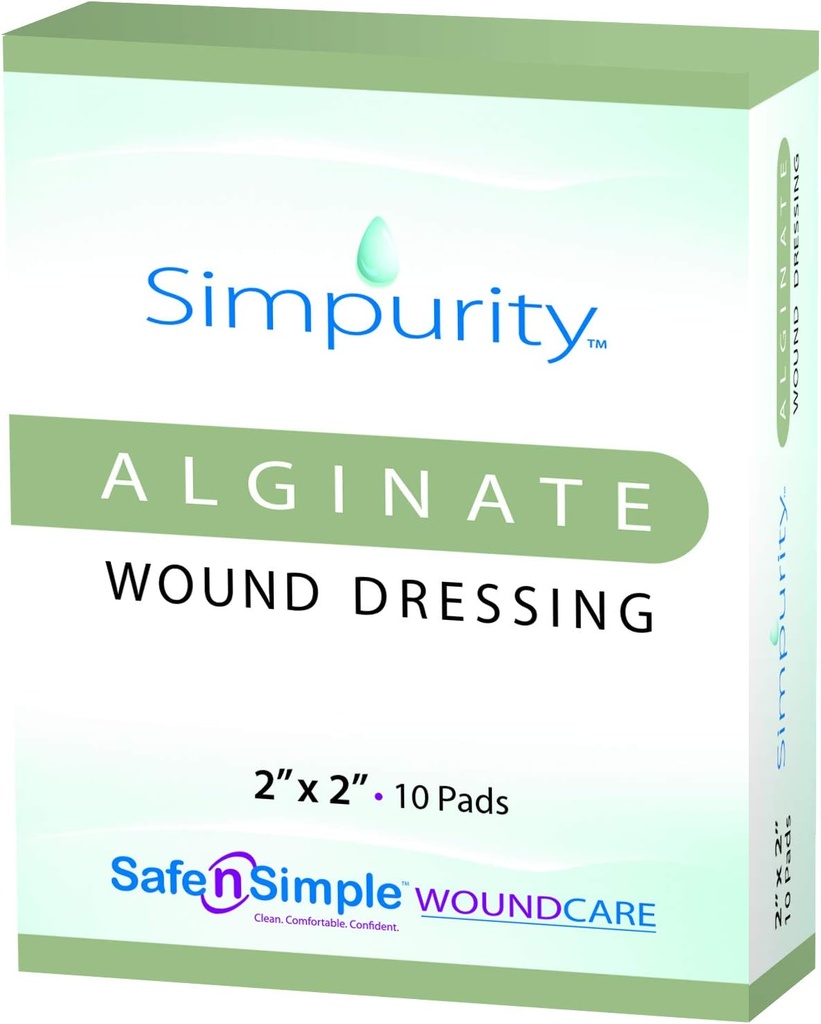 Kalsiyum Alginate Yarası 2" x 2" -Simpurity- Bireysel Sab Pads Antimikrobiyal Giyme Fiber Padding Tıbbi Yara Bakımı Ürünler Için Yatak Sore-Basın