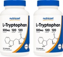 Nutricost L-Tryptophan 500 mg, 120 Capsules (2 Şişe)