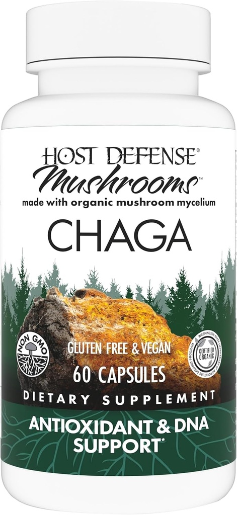 Host Defense Chaga Capsules - Immune System Support Supplement - Chaga Mushroom Capsules for Antioksi Activity Support - Diyetik Mushroom Supplement - 60 Capsules (30 Hizmetler)*