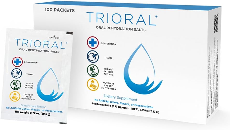 TRIORAL Rehidr Elektrolyte Toz - Oral Rehidrasyon Salts - Workouts, Akışlar ve General Hydration - 100 İç Mix Packets