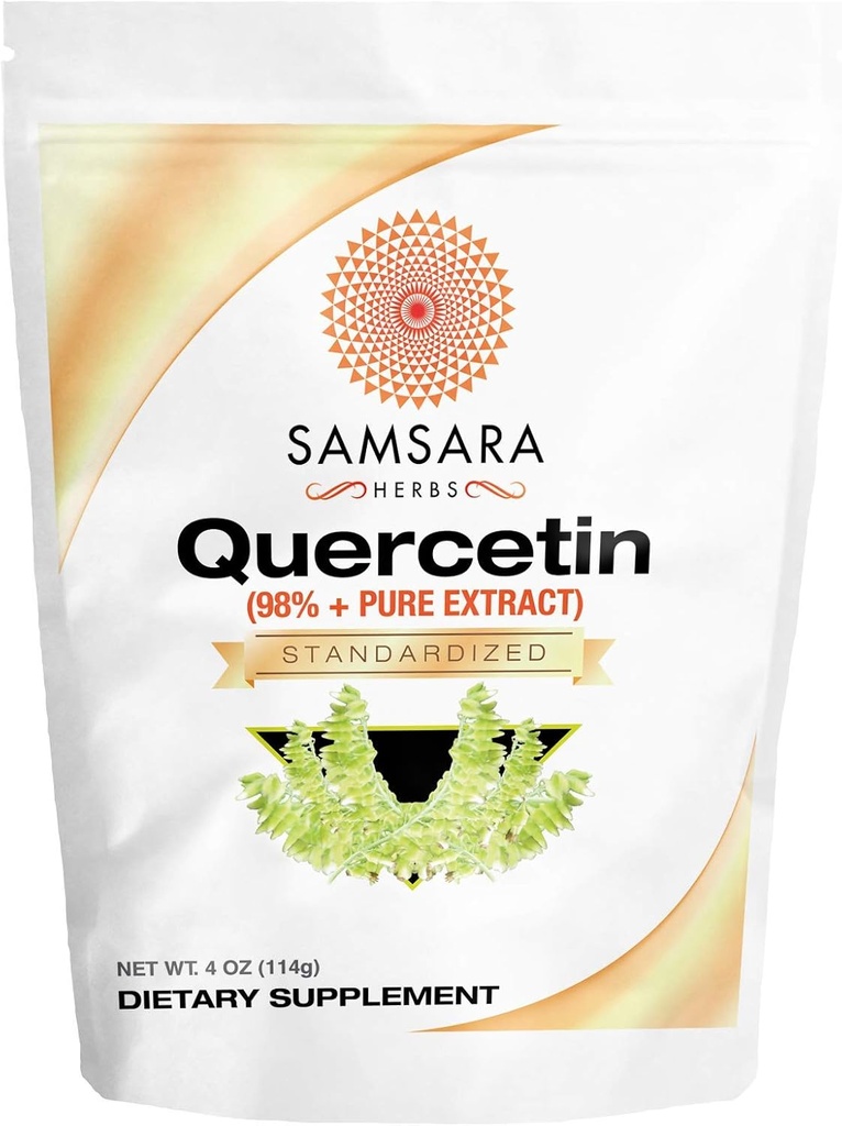 Samsara Herbs Quercetin% 98+ Pure Extract Toz (4oz/114g) - 228 x 500 mg Capsules