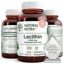 Doğal Nutra Soy Lecithin 1200 mg Diyeter Supplement - Beyin Fonksiyonu, Liver Health, Procreant Health, Boosting Supplement - Gluten-Free, Honda-Free, 200 Softgels in Recyclable Glass Şişes