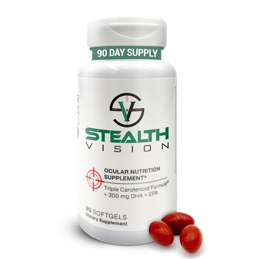 Stealth Vision Eye Vitamin, Eye Supplement with Lutein, Zeaxanthin ve Meso-Zeaxanthin, Non-GMO Eye Health Vitamins for Yetişkinler, Vision Essentials for Complete Eye Support (90 softgels)