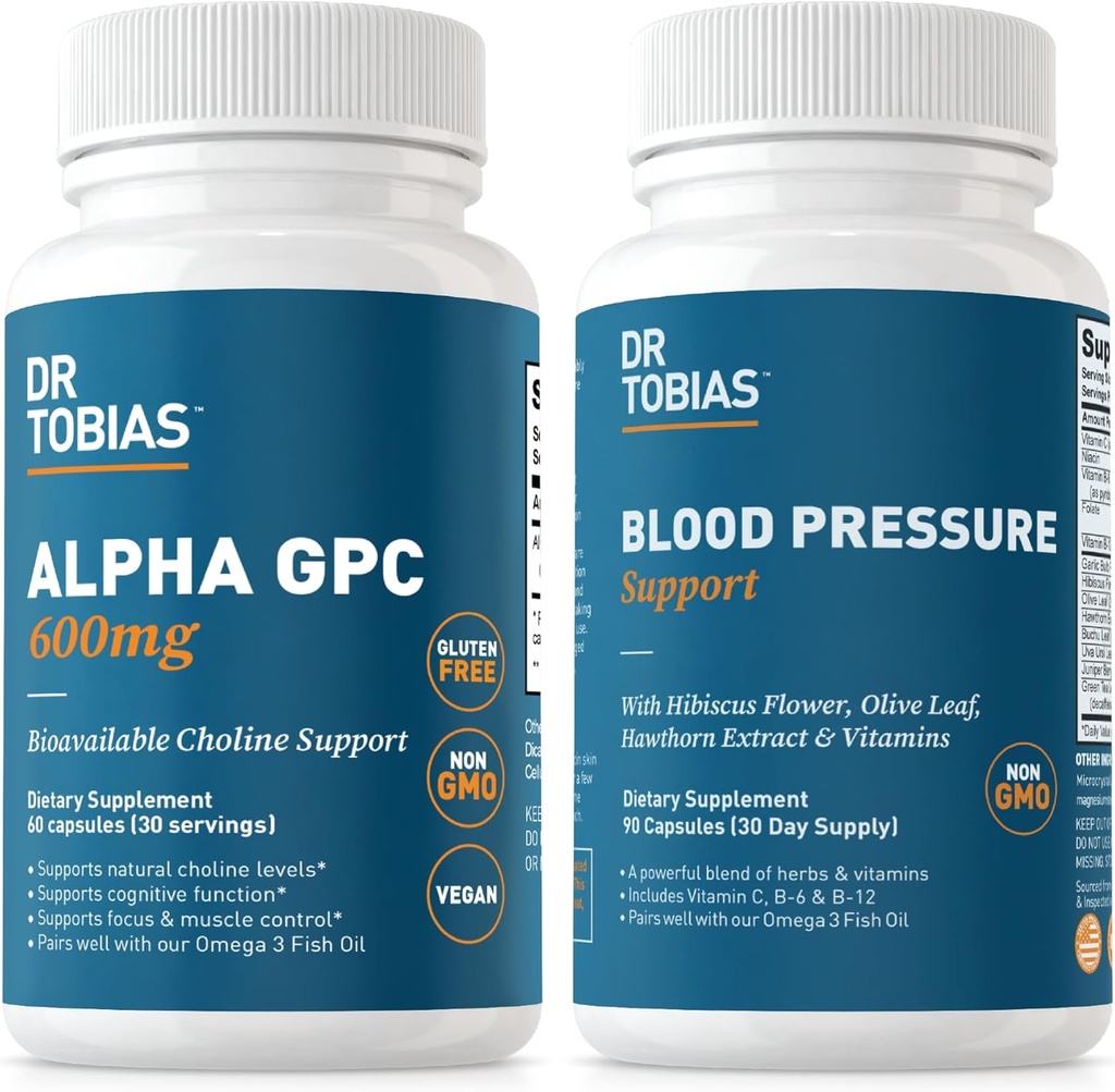 Dr. Tobias Alpha GPC & Blood Printing Support - Cognitive Function & Circulatory Wellness with Bio available Choline Supplement, Herbs & Vitamins, Non-GMOMOB