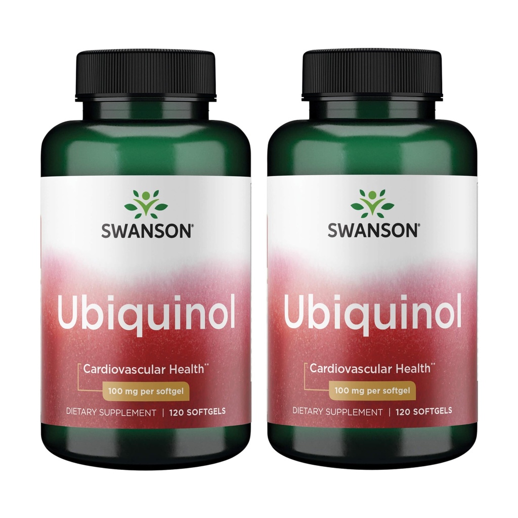 Swanson Ubiquinol - 100 mg - for Heart Health, Brain Energy & Antioxidant Support - Aids ATP Production* - Non-GMO - 120 Softgels (2 Pack)