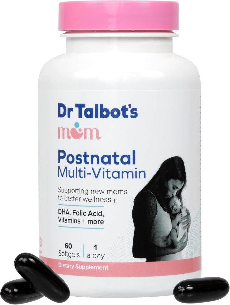 Dr. Talbot'un annesi Postnatal Multi-Vitamin - DHA, Folic Asit, Vitaminler ve Daha Fazla - Daha İyi Sağlık İçin Yeni Anneleri Destek - 60 Yumuşakgels