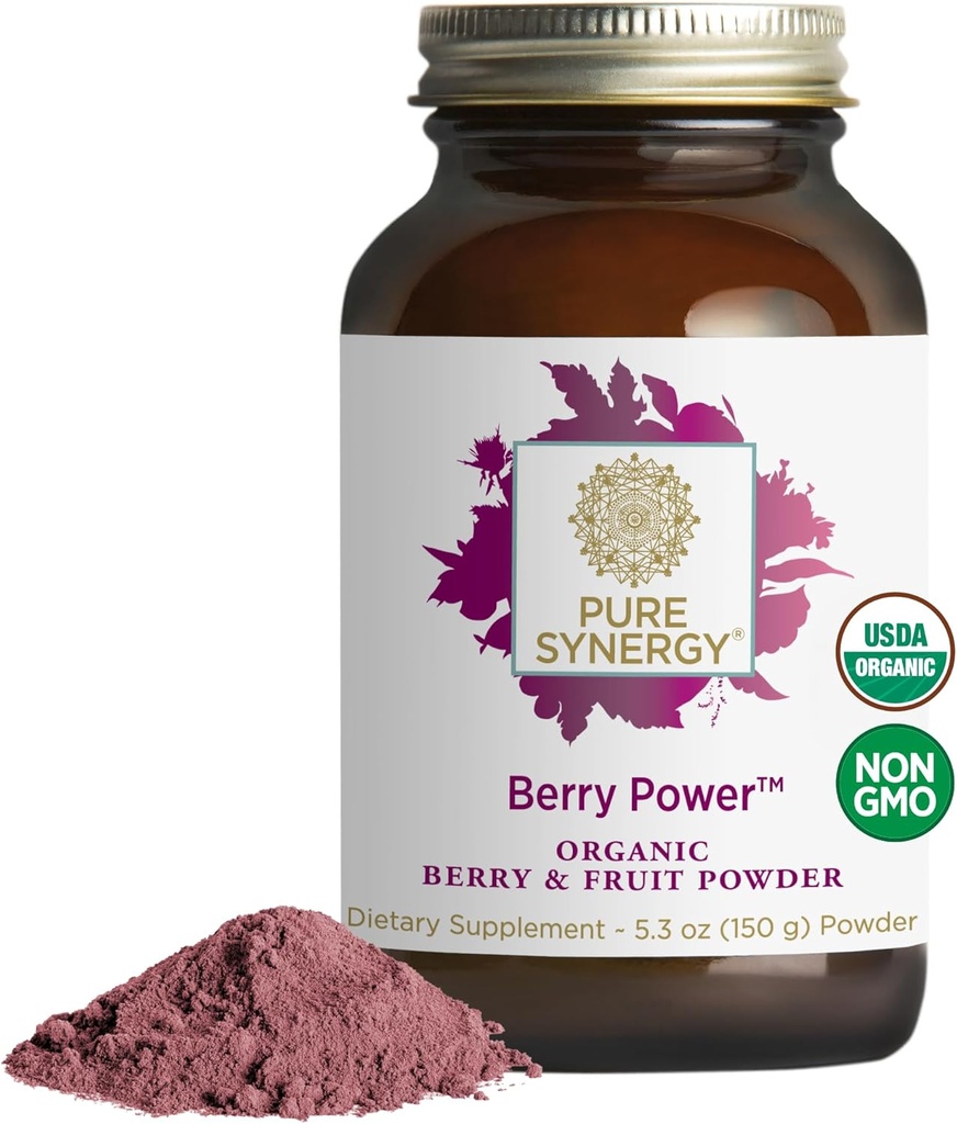 PURE SYNERGY Berry Power | Organik Berry ve Meyve Toz | Organik Acai, Camu Camu ve Vahşi Blueberry | Sağlıklı Ağlama için, Immune ve Skin Support (5.3 oz Toz)