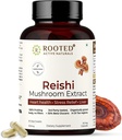 ROOTED Reishi Mushroom Extract Capsules (60 Veg Caps, 500 mg) | Kalp Sağlığı, Stres Yardımı, Liver. USDA Organik,% 30 Beta Glucans, Sertifikalı Organik Organik Organik,% 30 Beta Glucans