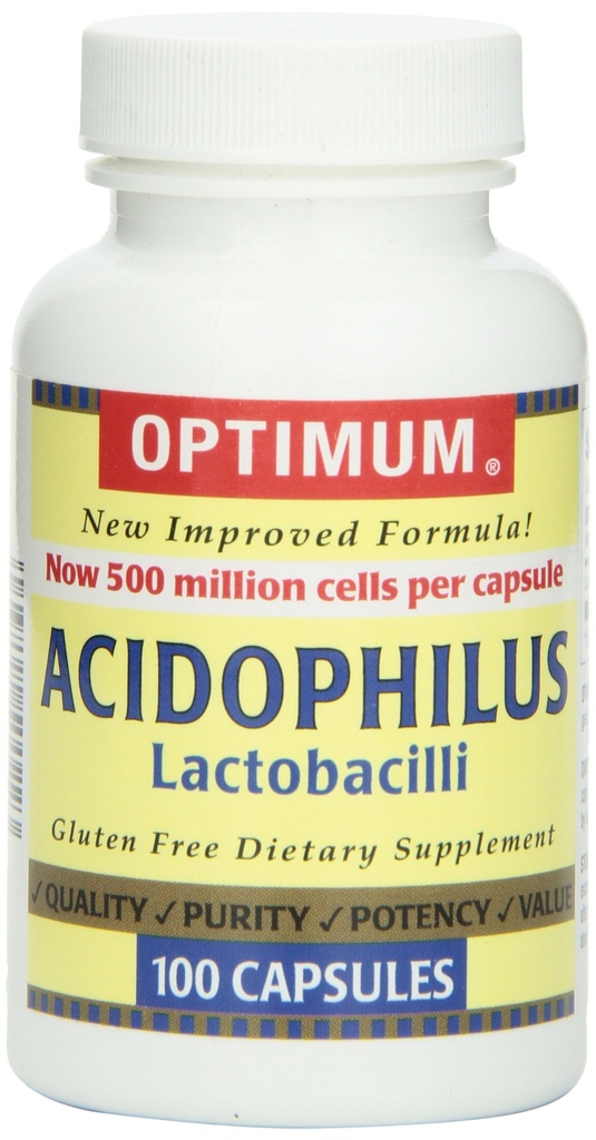 Optimum Asitofilius Lactobacilli Capsules, 100 Count