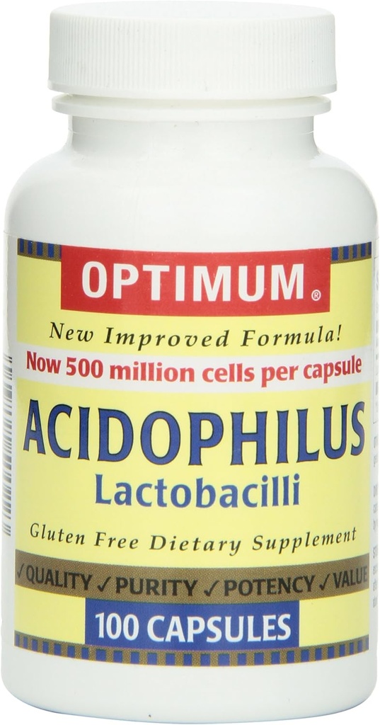 Optimum Asitofilius Lactobacilli Capsules, 100 Count