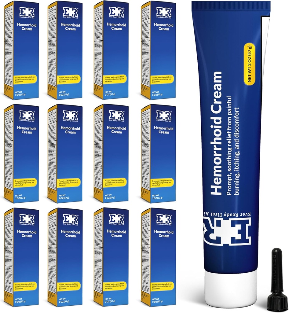 Ever Ready First Aid Hemorrhoid Pain Relief Ointment - Itch, Swelling ve maksimum Güçlü Ağrı Yardımı, 2 oz (57g) Per Tube - 12 Pack