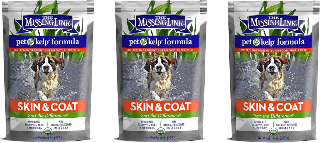 Pet Kelp Formula'nin Eksik Link 3 Paketi, 8 Ounces Her Şey, Köpekler için Superfood Supplement, Skin ve Coat