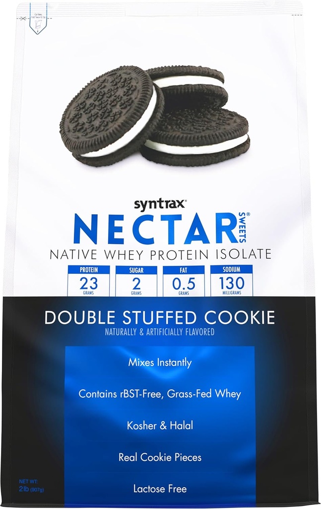 Syntrax Beslenme Nectar Sweets,% 100 Whey Isolate protein Toz, Double Thingsed Cookie, 2 lbs. w/Real Cookie Pieces.