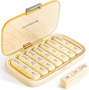 Pill Organizer, Weekly Moisture-Proof Pill Dispensers, 3 φορές την ημέρα, 7 Day Pill Box, Μεγάλα Διαμερίσματα Travel Pill Container, Ιατρική περίπτωση για χάπια ιχθυέλαιου Βιταμίνες (Large Cream White)