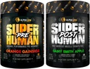 ALPHA LION Superhuman Pre Workout Powder & Post Workout Recovery Bundle, Contentive Energy & Focus + Lean μυϊκή ανάπτυξη, δύναμη & όγκος (Hulk Juice & Gainy Smith Apple)