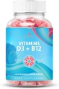 B12 Vitamini D3 Gummies with B12 Vitamins - 60 Ct Immune Support Gummies with Vegan Vitamin B12 & D3, Sağlanan Bone & Muscle Strength, Hearth Health ve Energy - Strawberry Flavor