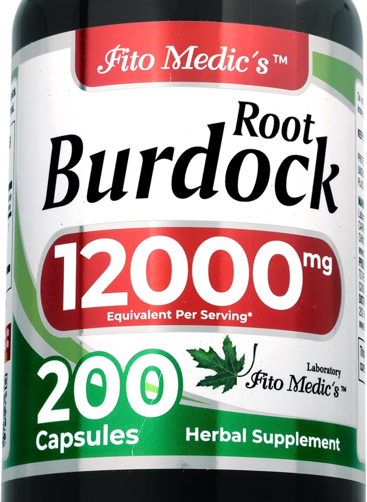 FITO MEDIC'S Lab | Burdock Root | Burdock Organik|200 Capsules |12000 mg | Burdock | Ultra yüksek Aborpsiyon.