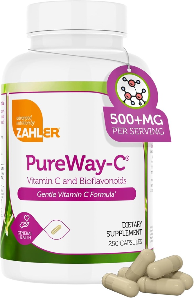 Zahler Vitamin C 500 mg - Vitamin C Capsules 500 mg with Bioflavonoids - Stomach'da Nazi - Immune Support - Gluten Free Non-GMO VIT C 500 mg Vitamin C Tamam for Yetişkinler (250 Count)