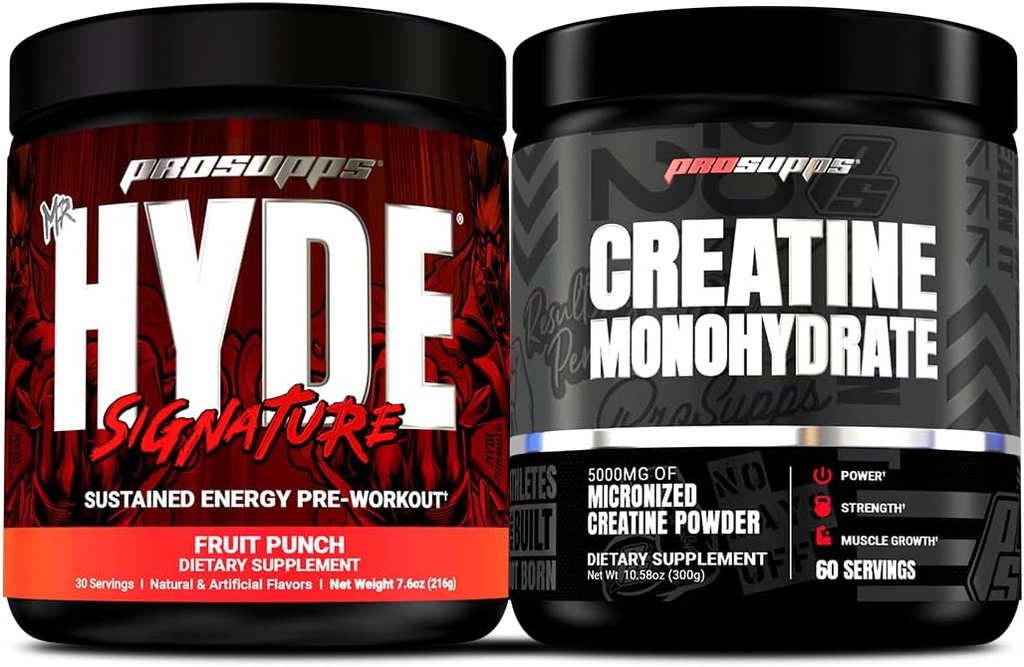 PROSUPPS Hyde Signature Παρατεταμένη Προ-εξάσκηση, Punch Φρούτων και Createine 300 Bundle