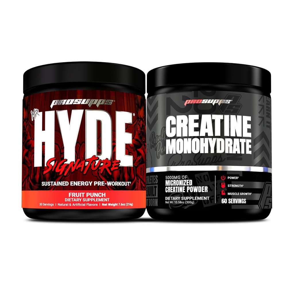 PROSUPPS Hyde, Sustained Pre-Workout, Fruit Punch ve Kretine 300