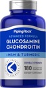 Piping Rock Glucosamine Chondroitin MSM ve Turmeric | 180 Capsules | Komplek Tamam | Gelişmiş Çift Güç Formül | Non-GMO, Gluten Free