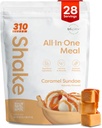 310 Nutrition All-In-One Replacement Meal Shake Powder - Φυτική βάση πρωτεΐνη Smoothie Blend w/High Fiber, Probiotics & Adaptogens - Χαμηλό Καρβίδιο, Vegan, Keto & Παλαιό Φιλικό - Caramel Sundae - 28 Srv