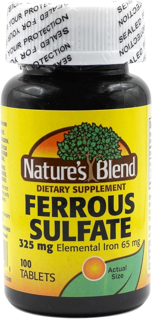 Nature's Blend Iron Ferrous Sulfate 325 mg BPK, Assorted, tabletler, 100 Count