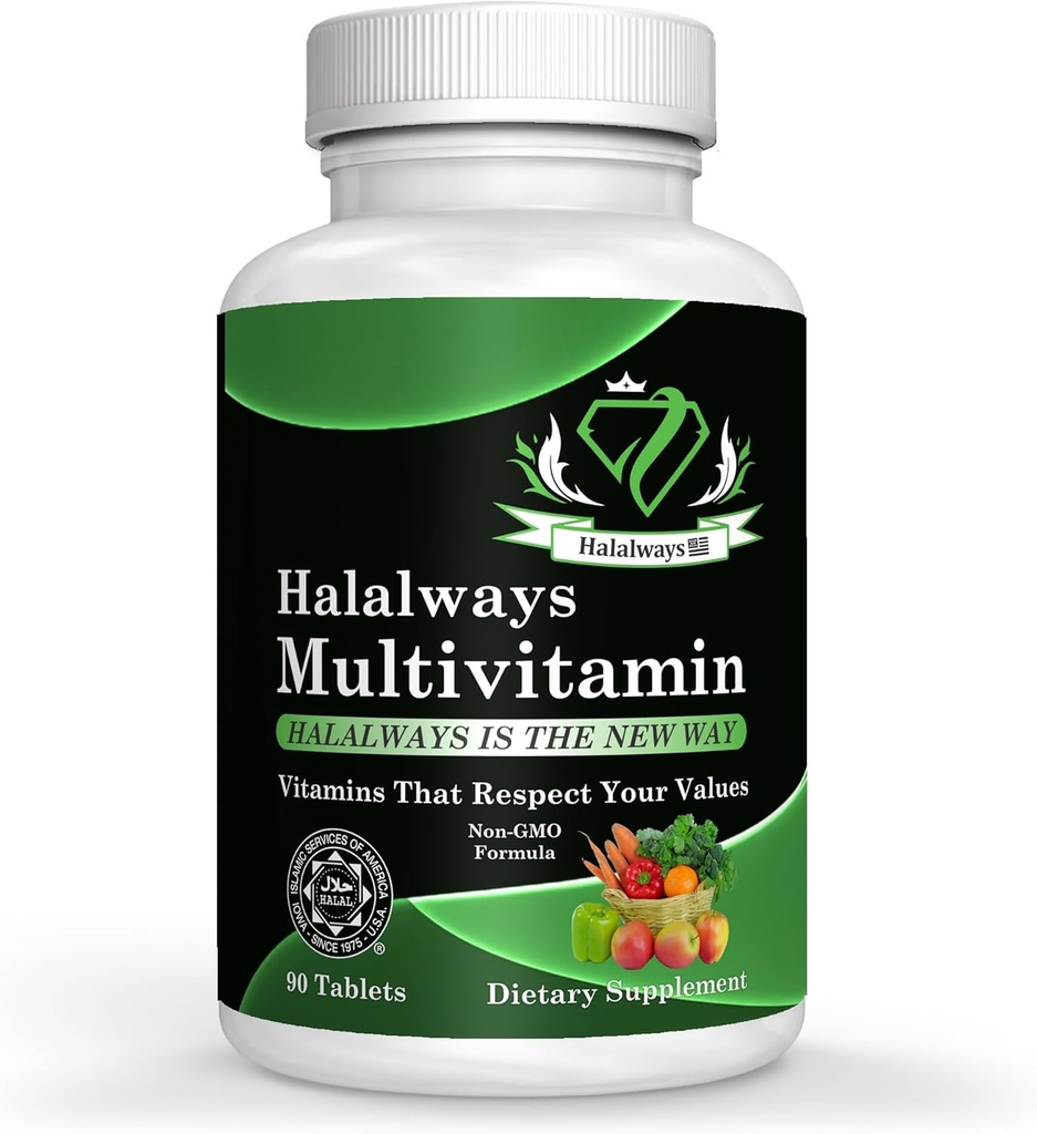 Helalways Multivitamin Sertifikalı Halal Multivitamin, Vitamin A, Vitamin C, Vitamin D, Vitamin E ve Çinko Immune Health Support, B12, Macau & More