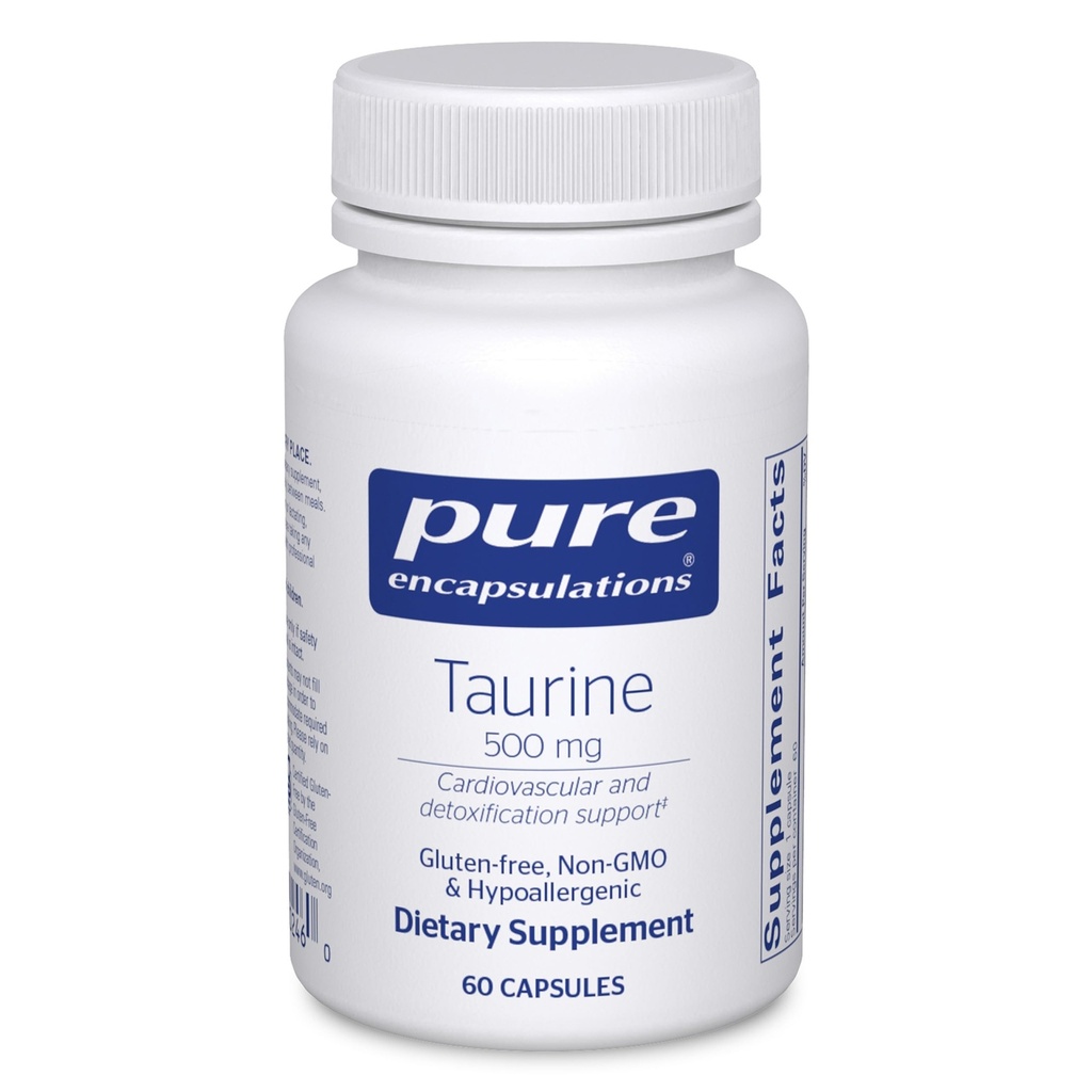 Pure Encapsulations Taurine 500 mg | Liver, Eye Health, Antioksis, Heart, Beyin ve Kass* | 60 Capsules