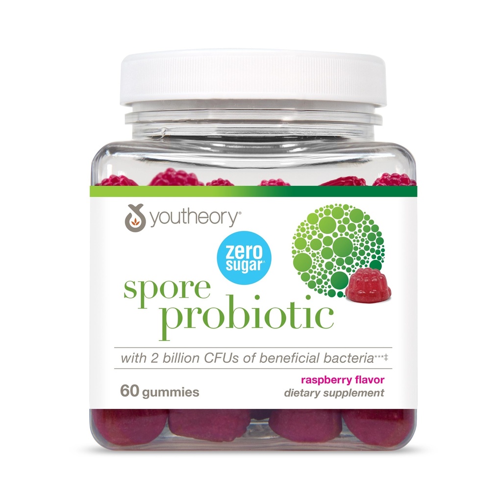 Youtheory Spore Probiyotik - Vegan Gut & Digestive Support* - Contains Bacillus Coagulans - Süt, Soy, & Gluten Free - 60 Gummies