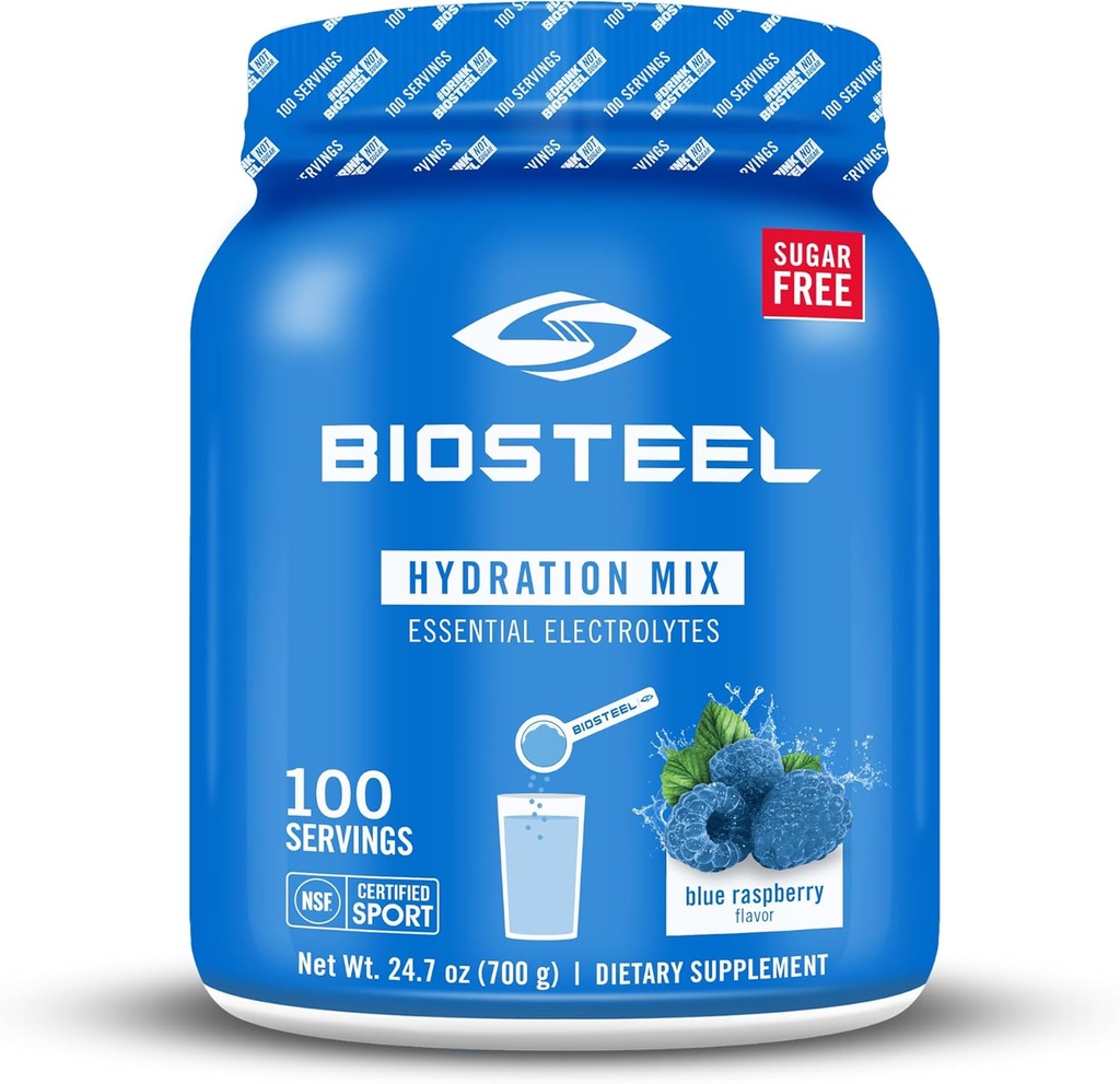 BioÇelik Zero Sugar Hydration Mix, Great Tasting Hydration with 5 Essential Electrolytes, Blue Raspberry Flavor, 100 Tuba
