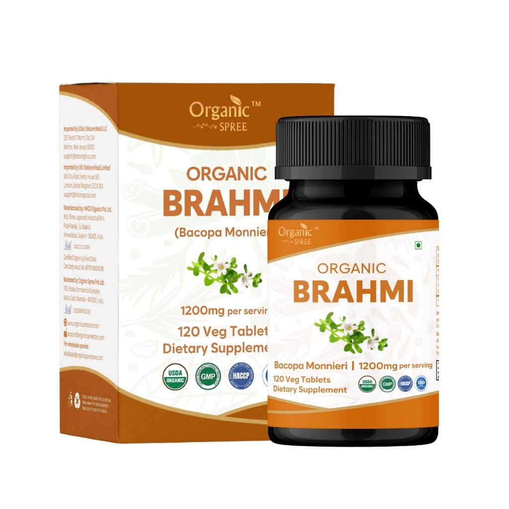 Brahmi 120 Δισκία – συμπλήρωμα Organic Bacopa Monnieri – Υποστηρίζει την εστίαση, την ηρεμία και τη μνήμη – Herbal Nootropic*